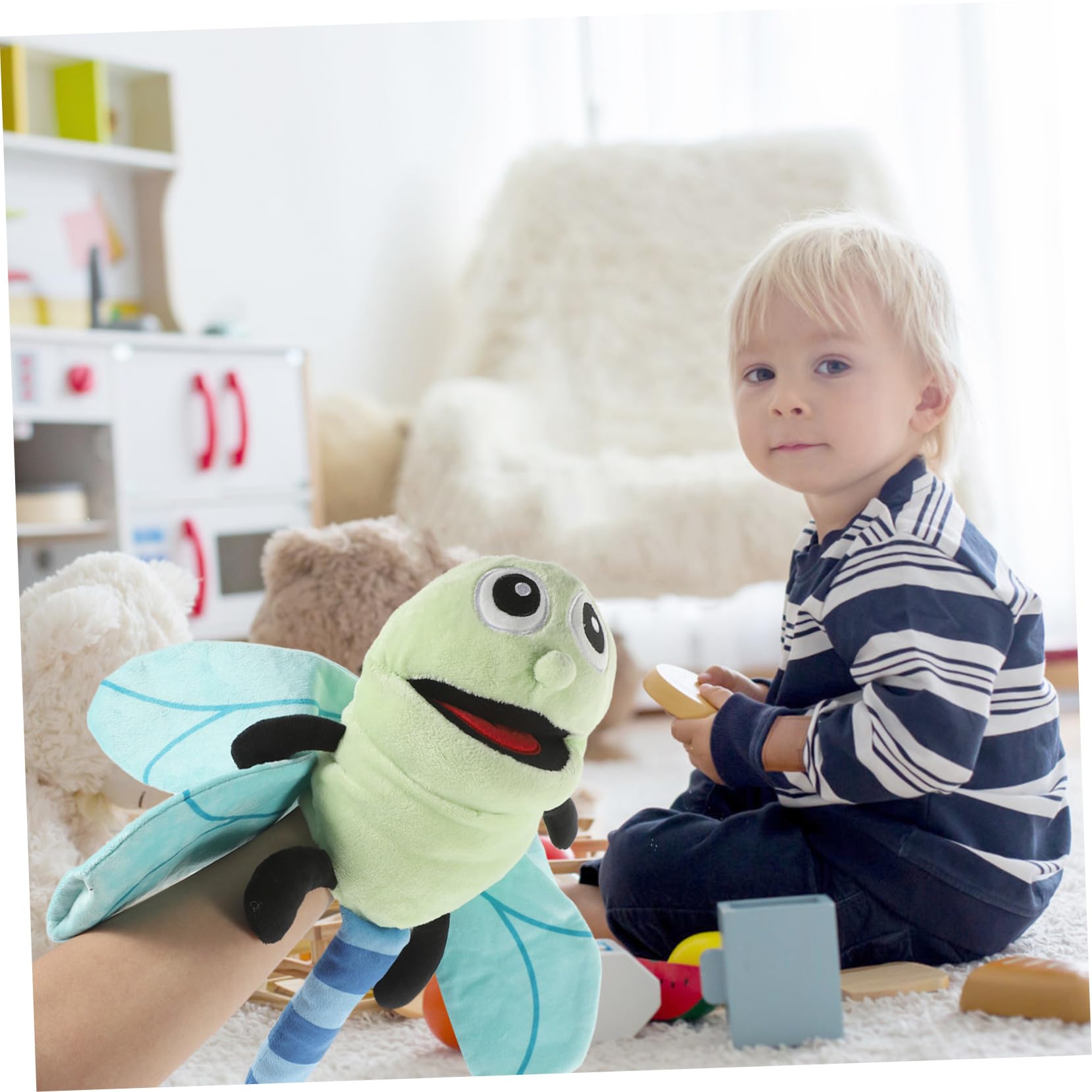 Marioneta de Mano de Libélula de Peluche para Niños, 1