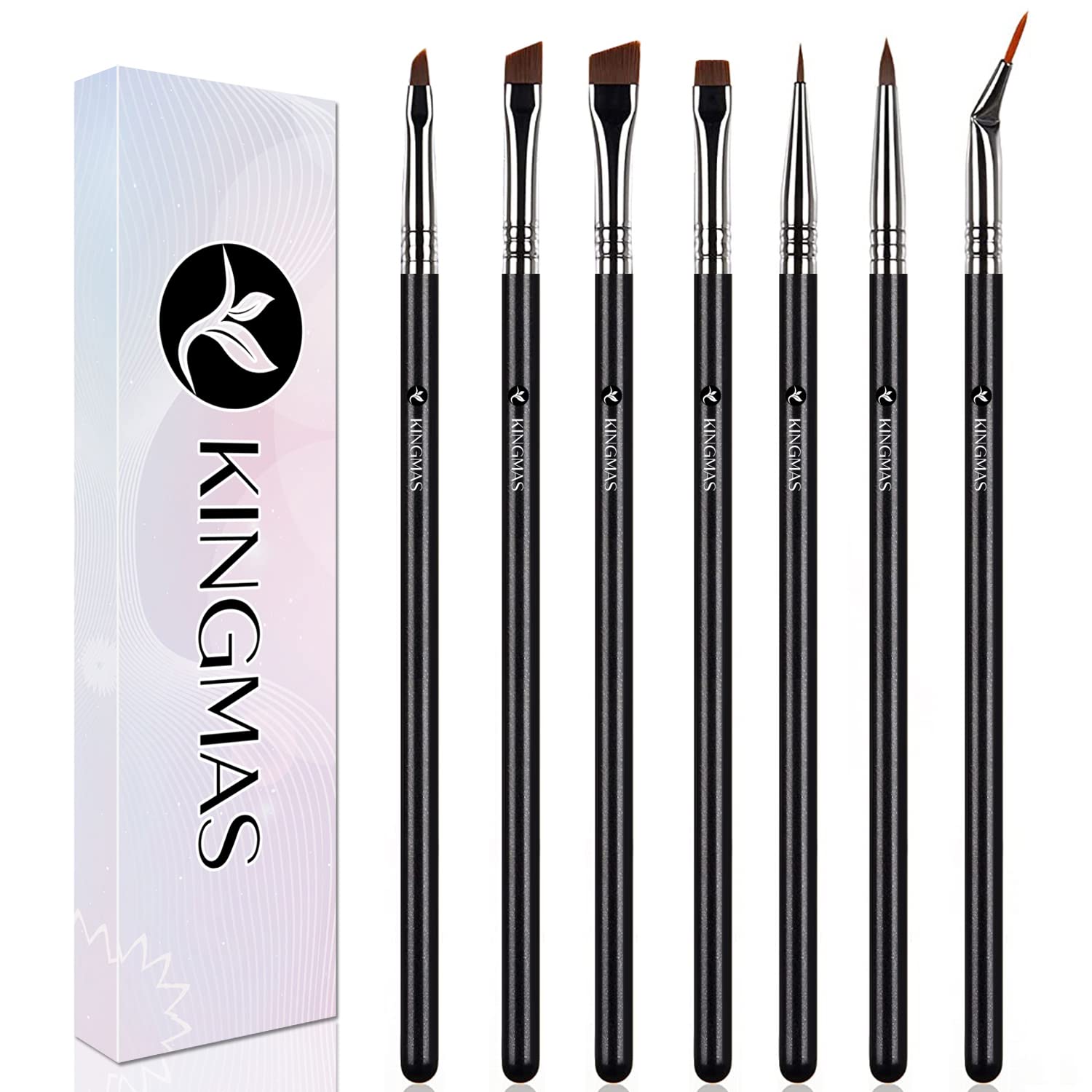 KINGMAS Fine Angled Eyeliner Brush, Premium 7 Pieces Gel