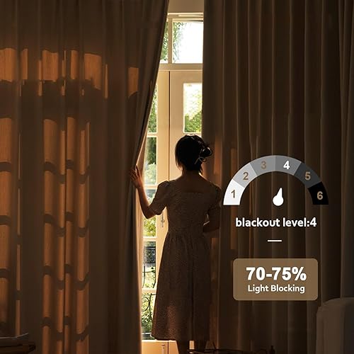 Miniatura 6 de Cortinas plisadas de lino de 63 pulgadas de largo, 70% opacas para una decoración elegante del hogar, cortinas con bloqueo de calor personalizadas