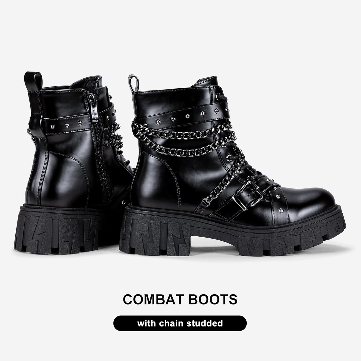 Jeossy Women's 9620 Chelsea Combat Boots, Platform Ankle Boots Chunky Heel, Fashion Lug Sole Slip on Booties with Elastic Band - Image 6