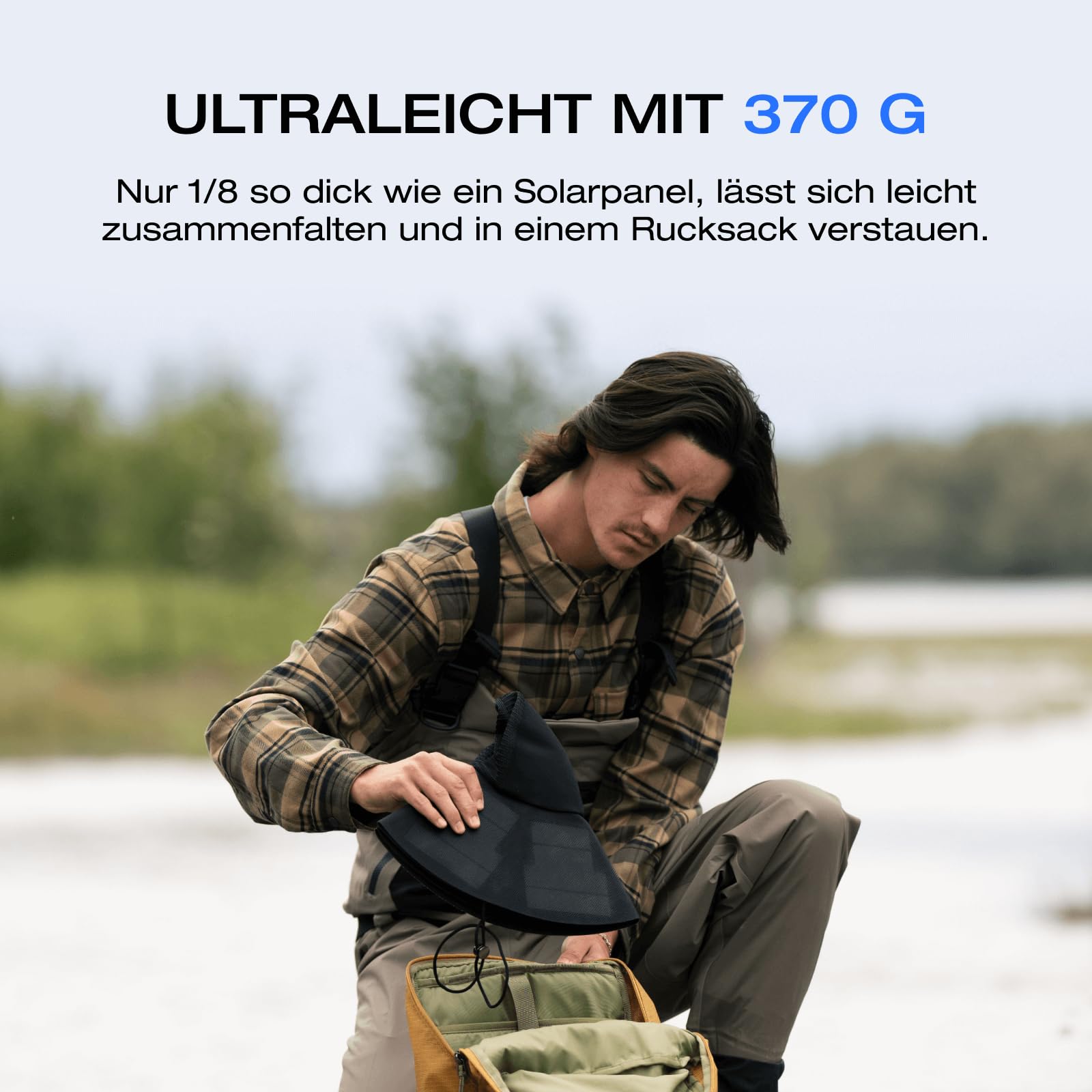 EF ECOFLOW Solar Hut 360°, wasserdicht, Ultraleicht, faltbar, Zwei USB-A und USB-C Anschlüsse, lädt Phones, kleine elektronische Geräte unterwegs beim Wandern, Angeln, Camping, am Strand (L-XL)