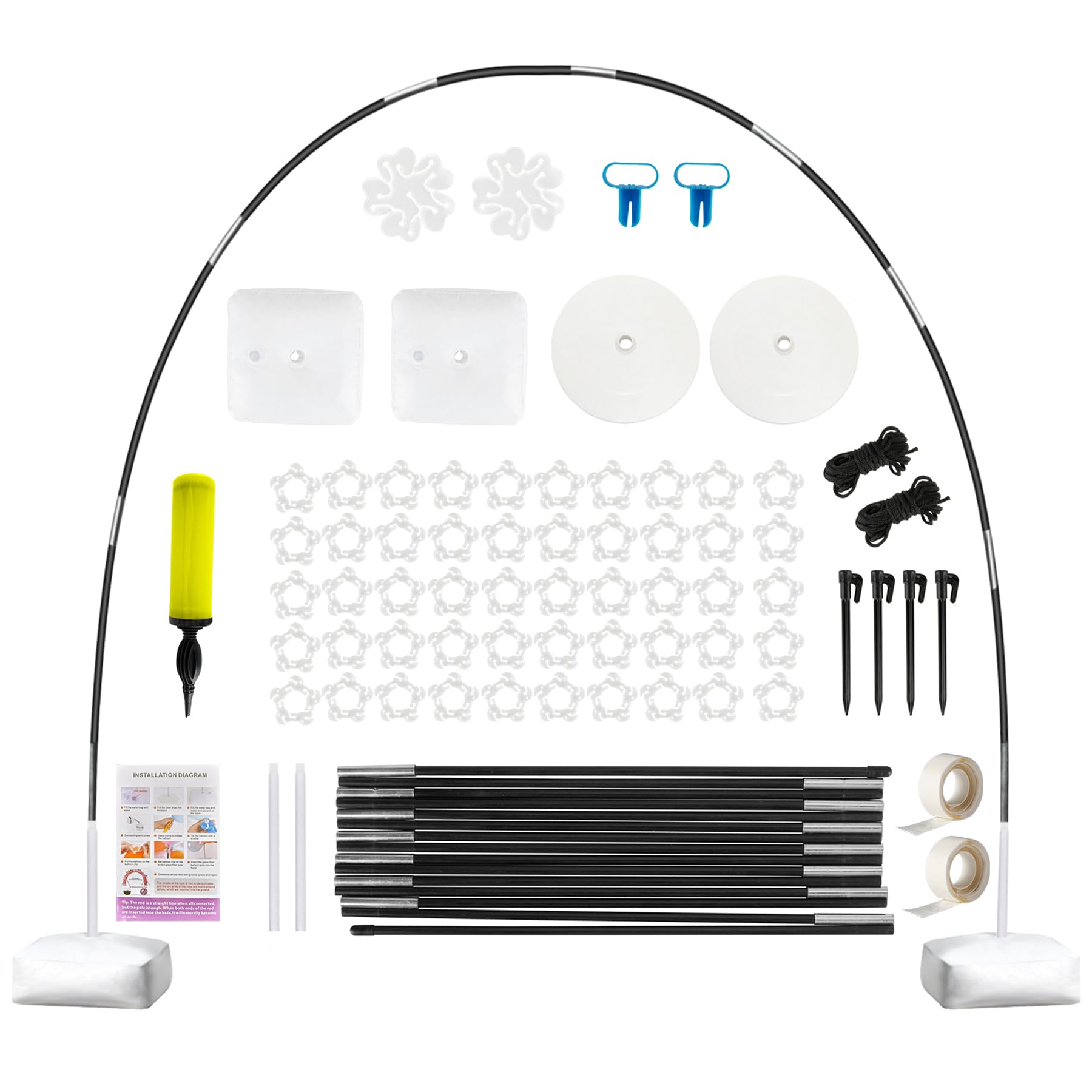 Balloon Arch Kit Frame, 10FT Wide & 9FT Height Adjustable Balloon Arch Stand for Floor with Base for Party Garland Graduation Wedding Birthday Baby Shower Theme Party Decorations (Black)