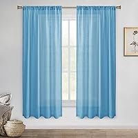 Vista 44 de DWCN Cortinas transparentes de lino sintético blanco, con bolsillo para barra, cortinas de gasa semi texturizada, para dormitorio, sala de estar