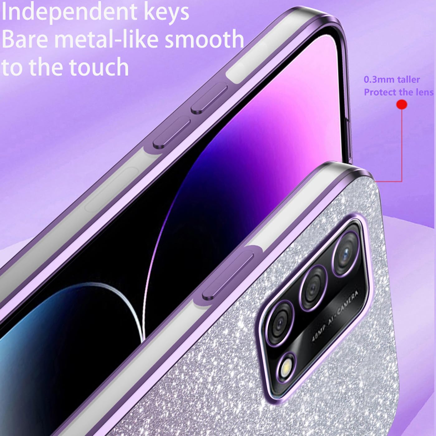 Glitzer Hülle Für Oppo A74 4G – Transparent Mit Bling-Effekt, Stoßfestes TPU Case