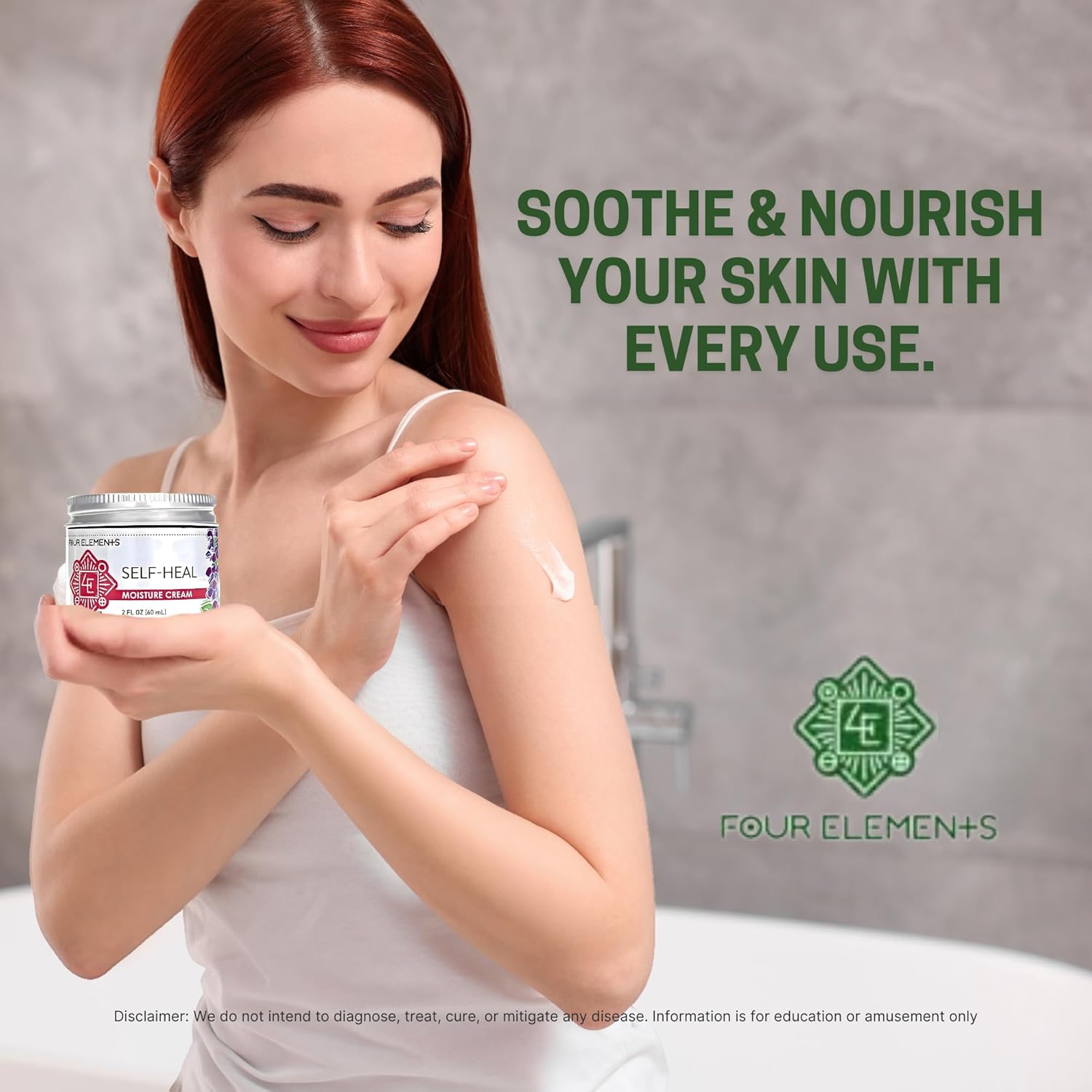Four Elements 4E Self Heal Moisture Cream, Certified Organic Skincare to help Promote Healing and Rejuvenation of the Skin, 2 OZ