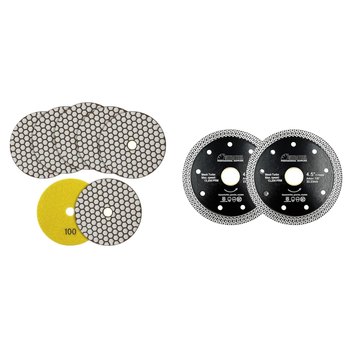 SHDIATOOL Dry Diamond Polishing Pads Grit 100 5-Inch Sanding Disc for Granite Marble Quartz