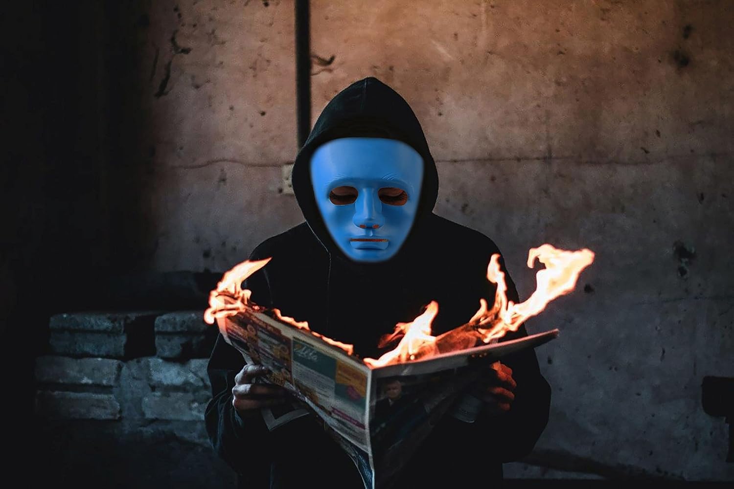 Komonee 1 x Halloween Mask Plain Blue Costume Adult Outfit Scary Spooky Horror Party Face Fancy Dress Cosplay For Men Women - Image 5