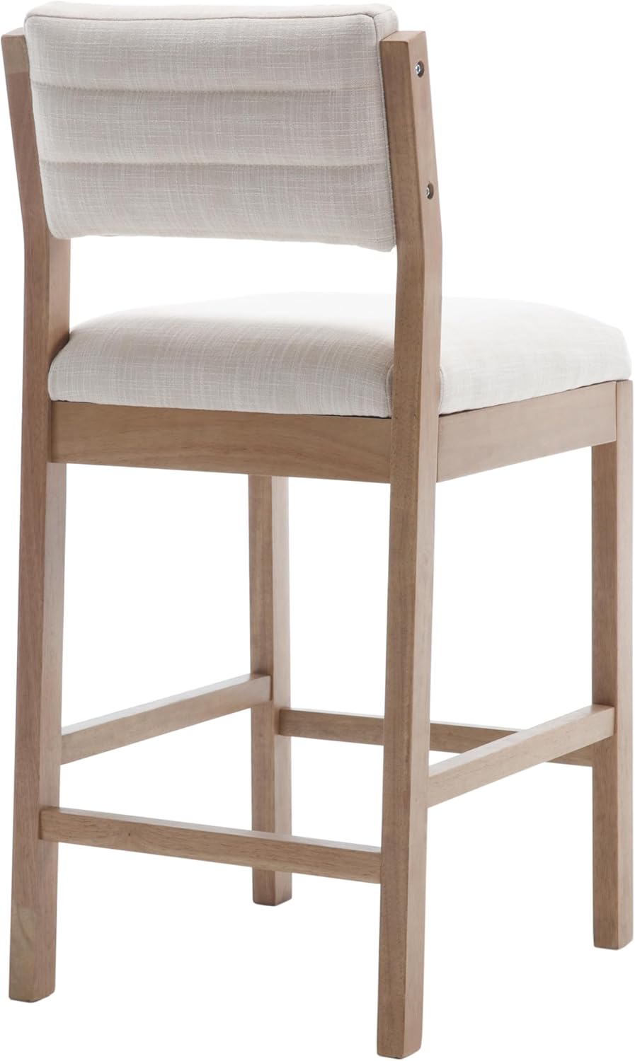 26" Bar Stools Set of 2 Counter Height Bar Stools for Kitchen Counter, Modern Upholstered Barstools with Back and Wood Legs Linen Stools Farmhouse Island Chairs, Beige