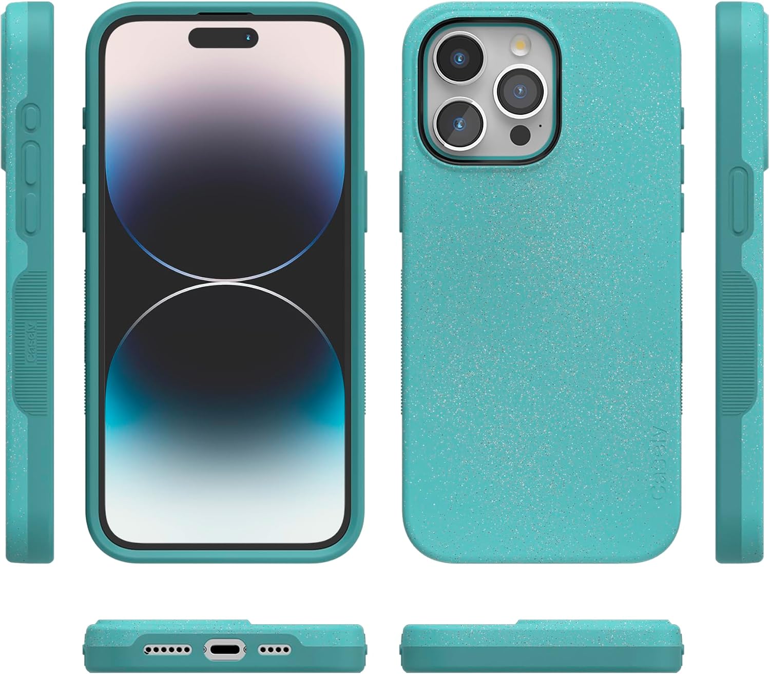Casely iPhone 15 Pro Max Case | Aquamarine | Ocean Blue Shimmer | Bold Protective Design | Compatible with MagSafe