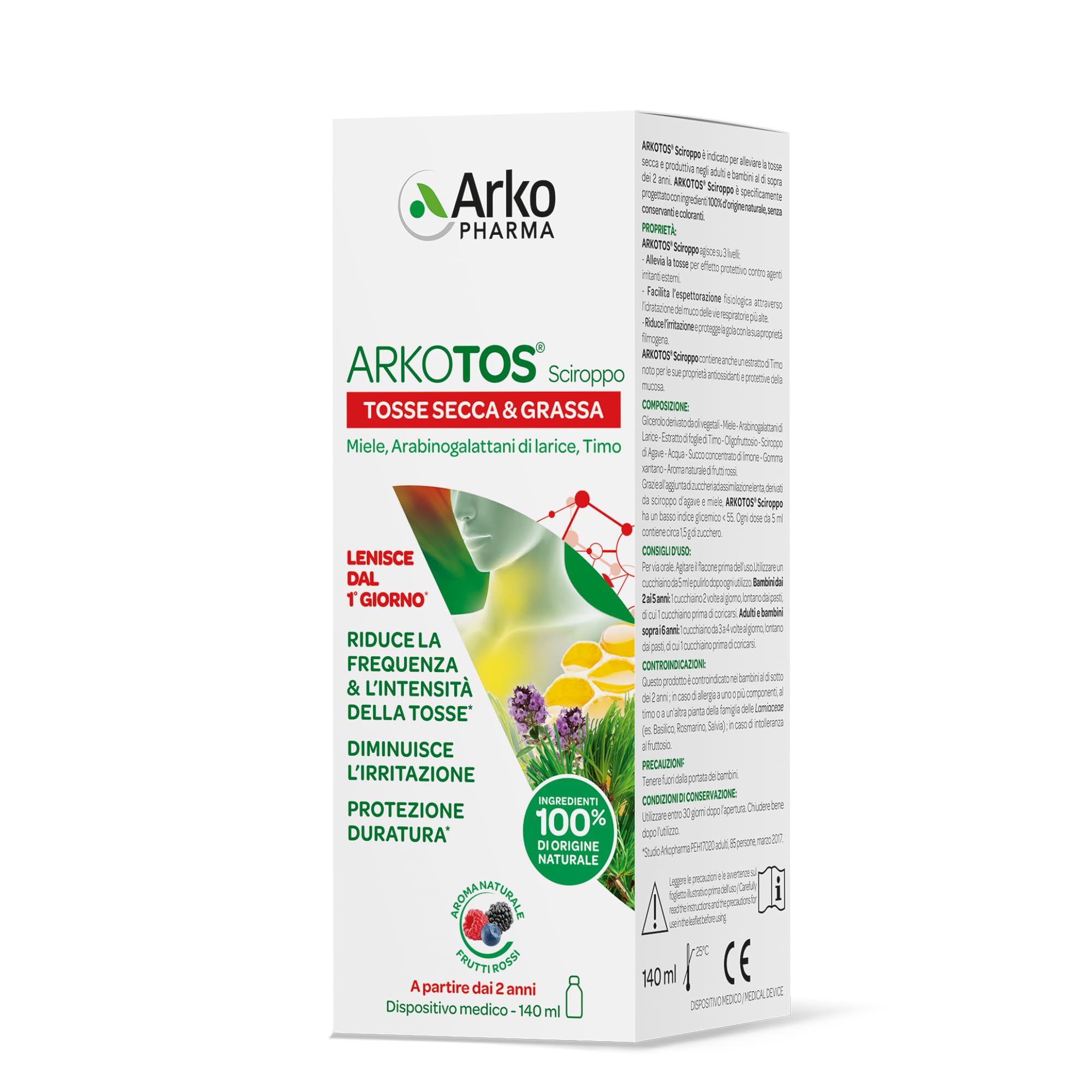 Arkopharma Arkotos Sciroppo Allevia Tosse 100% Origine Naturale 140 ml