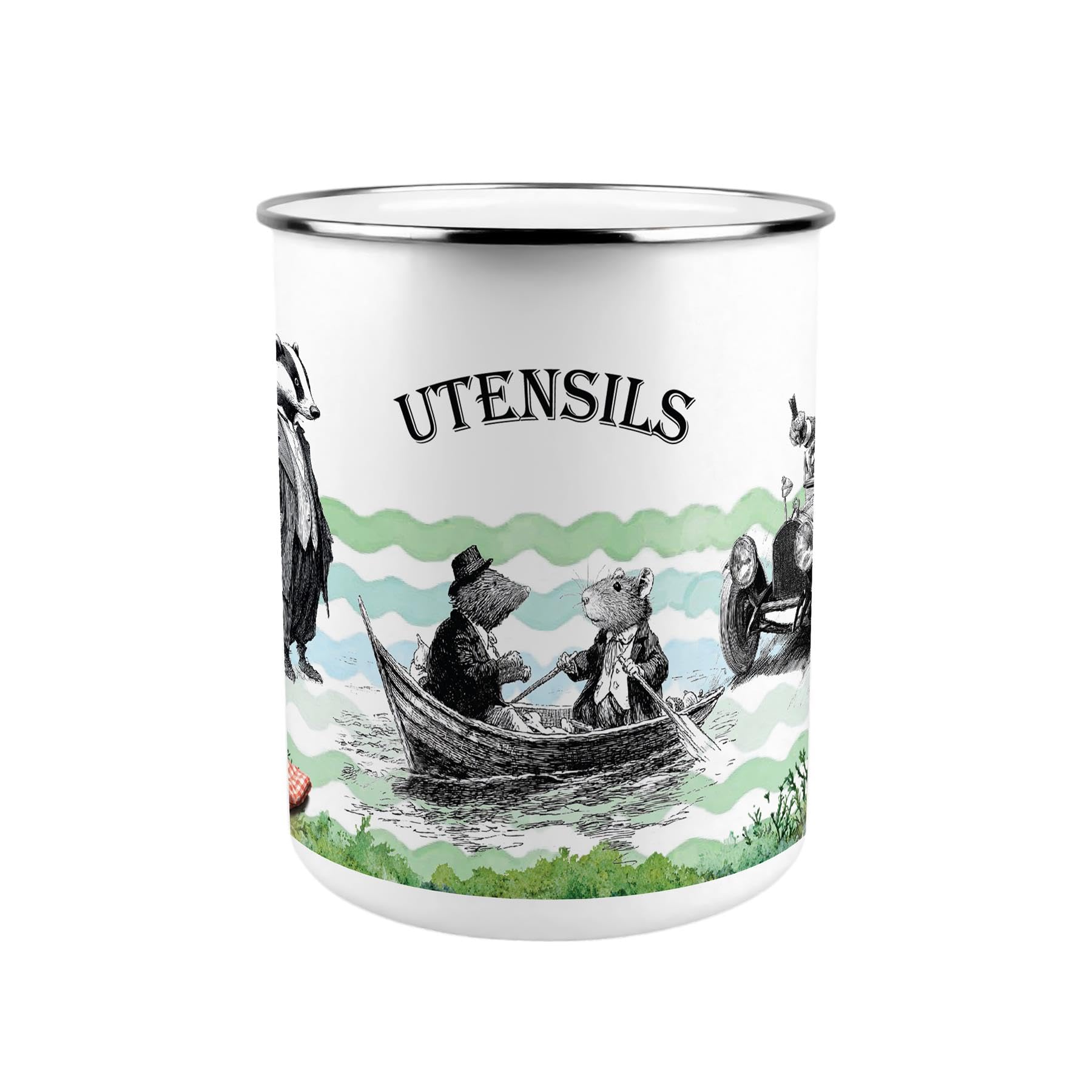 Purely Home Wind in the Willows Metal Utensil Pot - XL Organiser for Kitchen Countertop