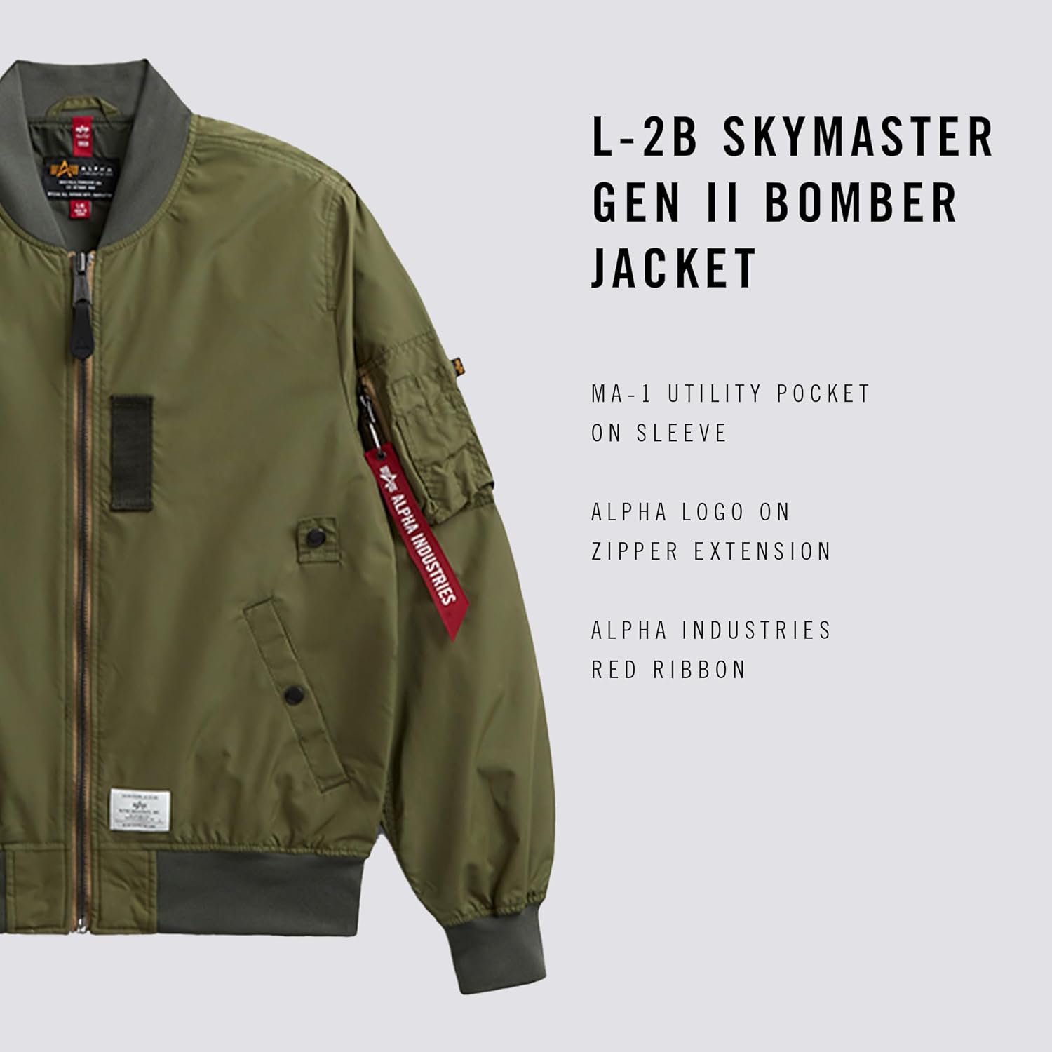 Alpha Industries Men's Ma-1 Skymaster Mid Length Zip Flight Jacket with Pockets