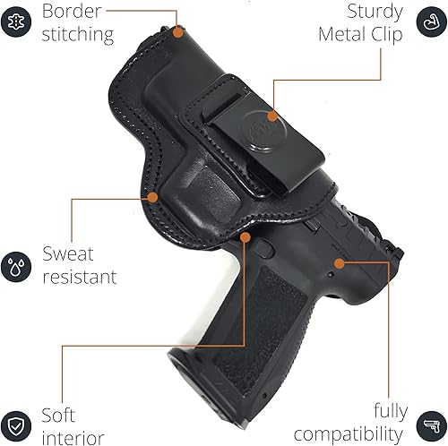 Miniatura 6 de Maxx Carry by PH - Funda de cuero para pistola oculta IWB de mano derecha funda de cuero oculta para pistola Canik TP9 SFX funda de transporte