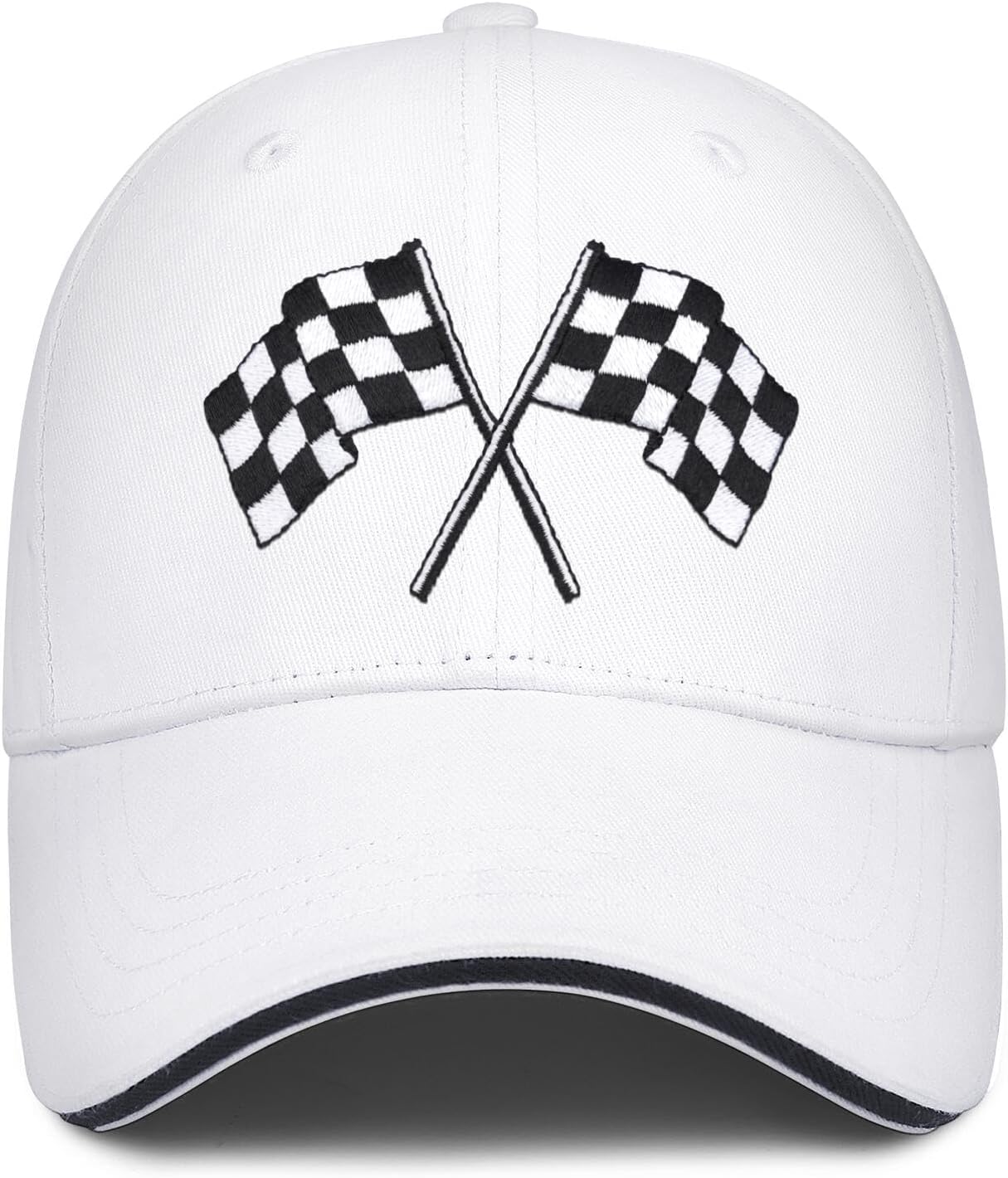Embroidered Checkered Flags Race Car Flag Pole Hat for Men Women,Adjustable Snapback Racing Baseball Cap