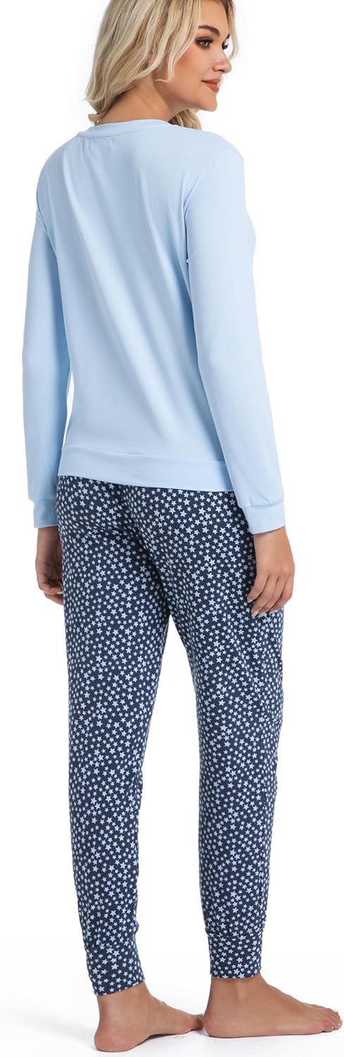 ENJOYNIGHT Womens Pajamas Set Long Sleeve Loungewear 2 Piece Pjs Sets with Pockets - Image 6