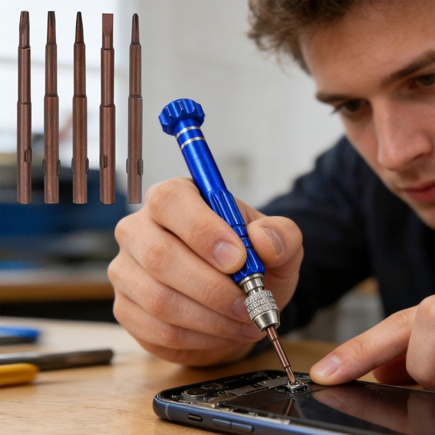 5 in 1 Magnetic Mini Screwdriver Set 5 Inch Aluminum Alloy Pocket Screwdriver Compact Tool for Eyeglass Repair Electronics Watch Laptop and Small Devices