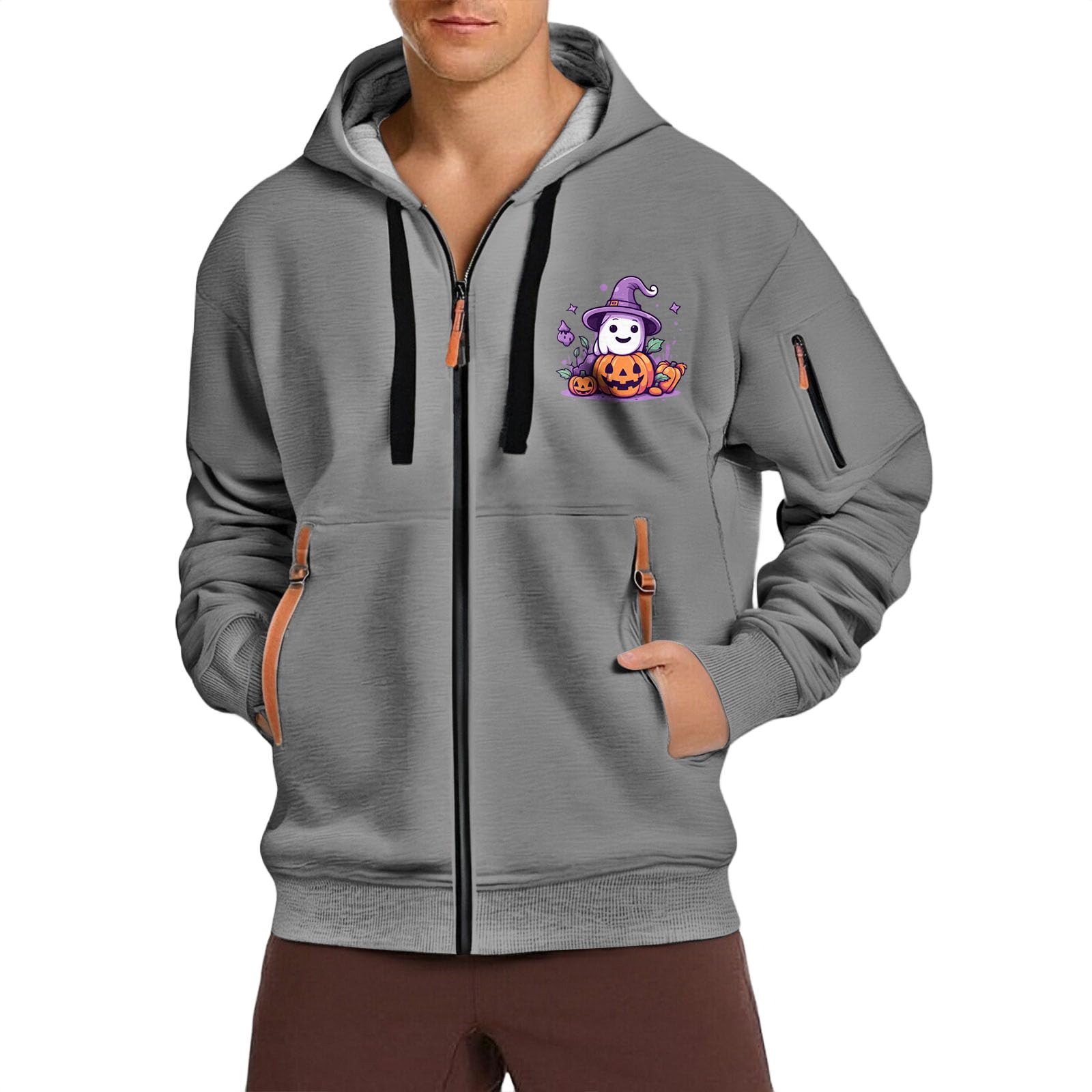 Sudadera con capucha para hombre con cremallera y bolsillos múltiples 5