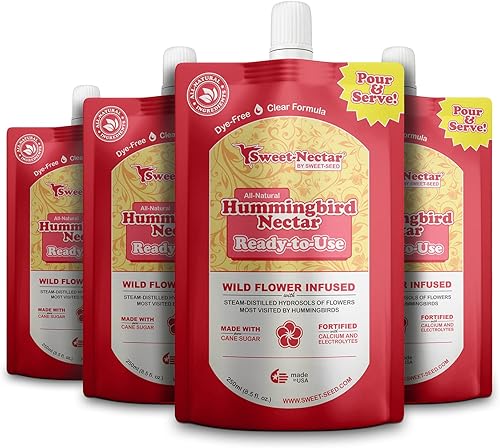 Miniatura 10 de Paquete de 2 néctar de colibrí, (8.4 onzas), listo para usar, fabricado en los Estados Unidos, prolonga la vida útil del néctar para comederos de