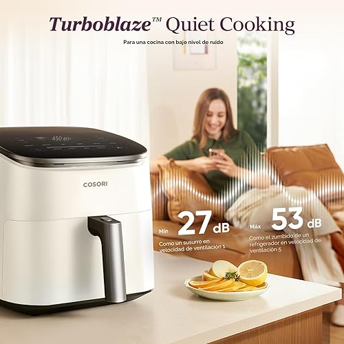 Miniatura 7 de Cosori TurboBlaze - Freidora de aire 9 en 1 de 6 cuartos de galón, control inteligente, 90 ° a 450 °F, recordatorios de agitación, calentamiento