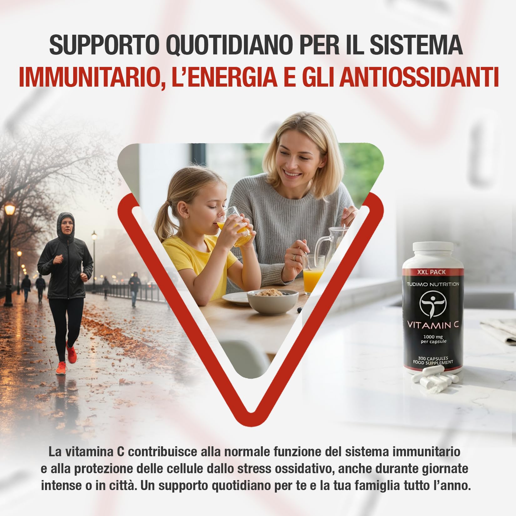 Vitamina C | 1000 mg | 300 Capsules (Scorta 10 Mesi) di Capsule a Disgregazione Rapida, Ciascuna con 1000mg di Acido L-Ascorbico in Polvere di Qualità Premium in Confezione Grande Famiglia XXL