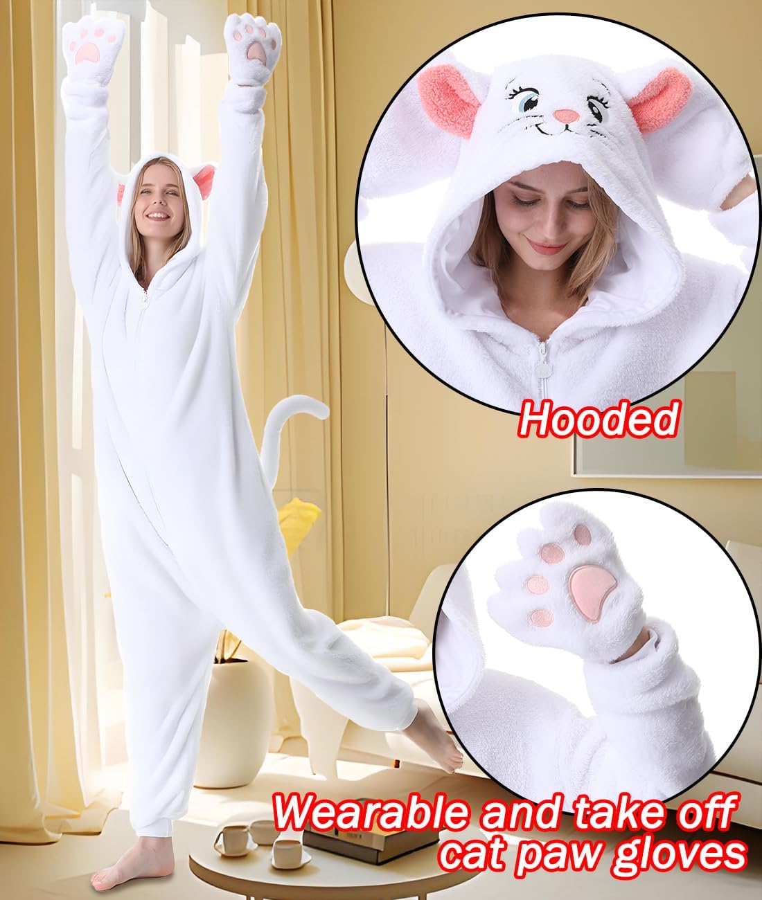 Lifeye Unisex Persian Cat Pajamas Halloween Cosplay Costume Animal Homewear Sleepwwear Men Women Jumpsuit - Image 4