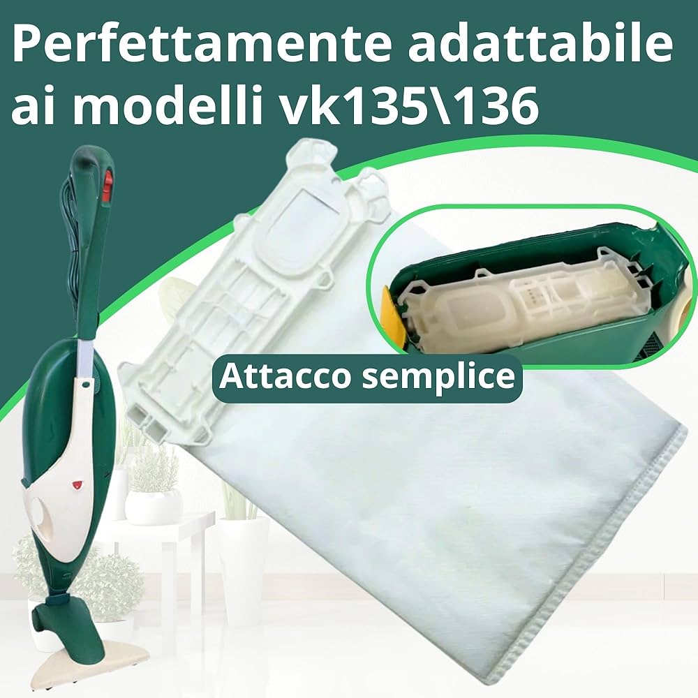 Kit Sacchetti E Filtri Per Vorwerk Kobold Folletto Vk 135 136 Compatibile - Foto 5