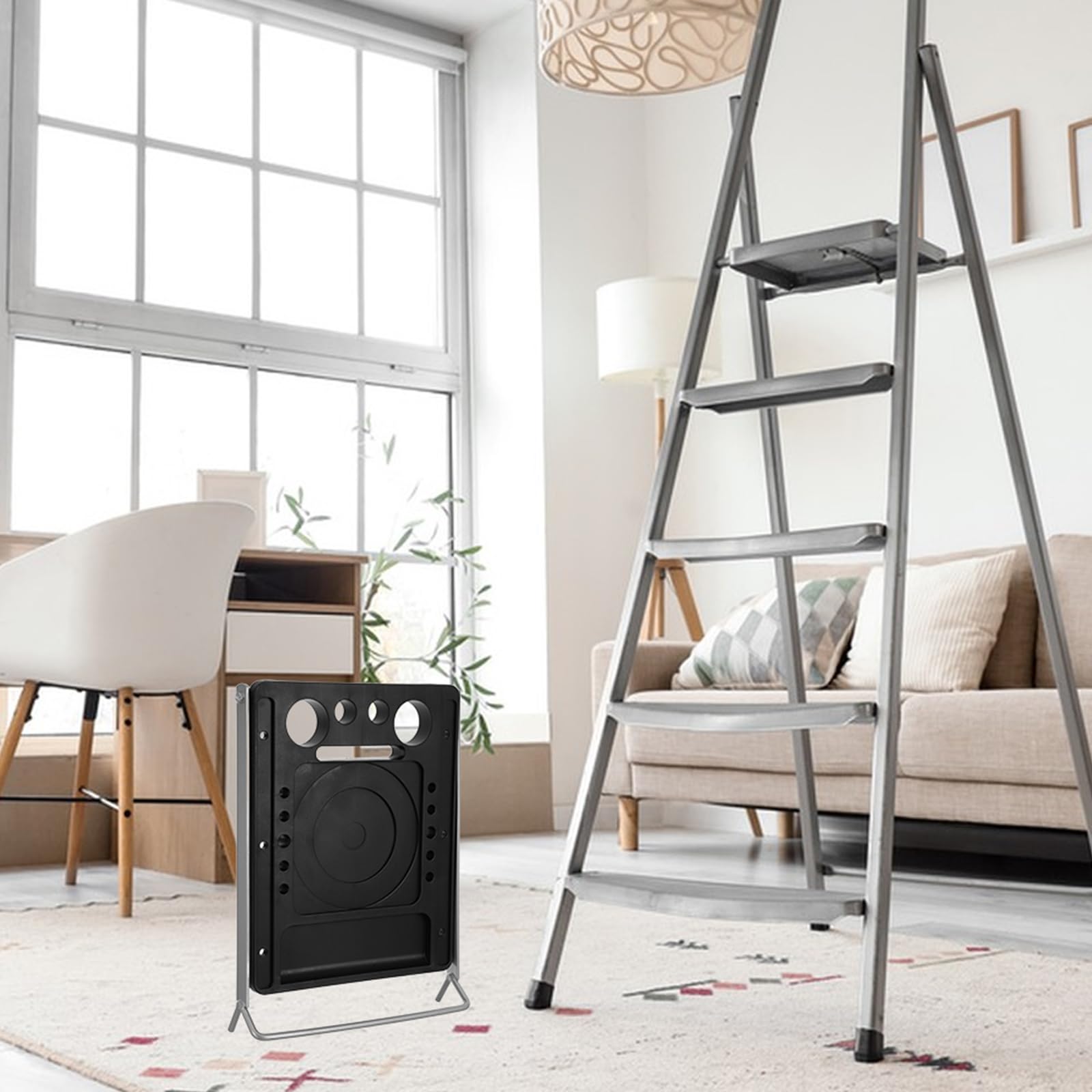 Accesorio Plataforma para Escalera Plegable 35x27 Cm Antideslizante Bandeja Portaherramientas Multifunción Compatible Escaleras cópicas Tijera para Mantenimiento y Jardinería