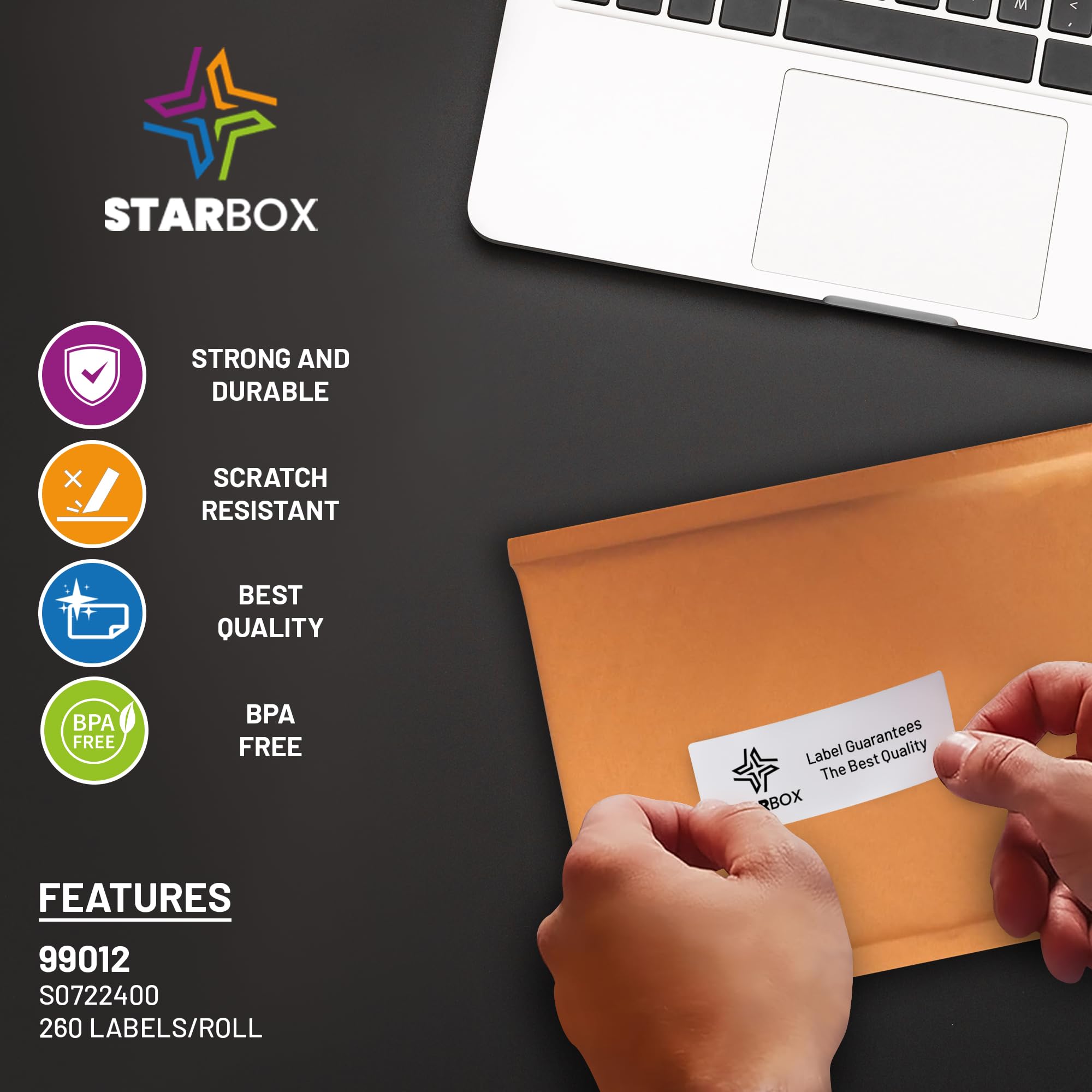 STAR BOX - LOT de 10 Etiquettes compatible avec Dymo 99012 Auto Adhésives 36mm x 89mm avec imprimantes Labelwriter & Seiko Grandes Étiquettes adresse LabelWriter 450 et 4XL (10)