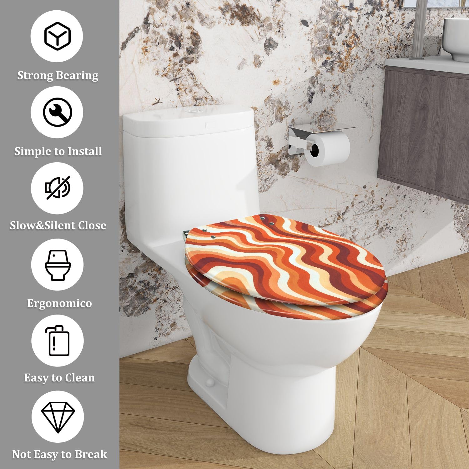 Asiento de inodoro alargado para baño