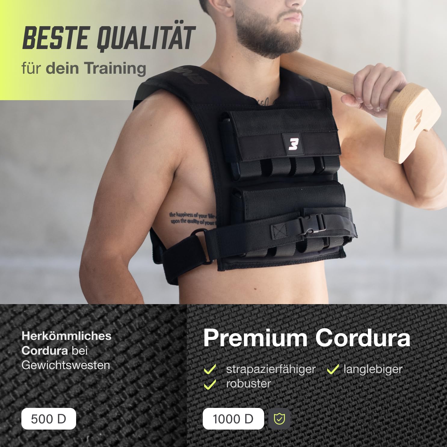 Müller und Blum Gewichtsweste 10 kg und 20 kg für Herren und Damen, Verstellbare Weight Vest aus 1000D Cordura, herausnehmbare Metallgewichte, Trainingsweste für Krafttraining, Calisthenics & CrossFit