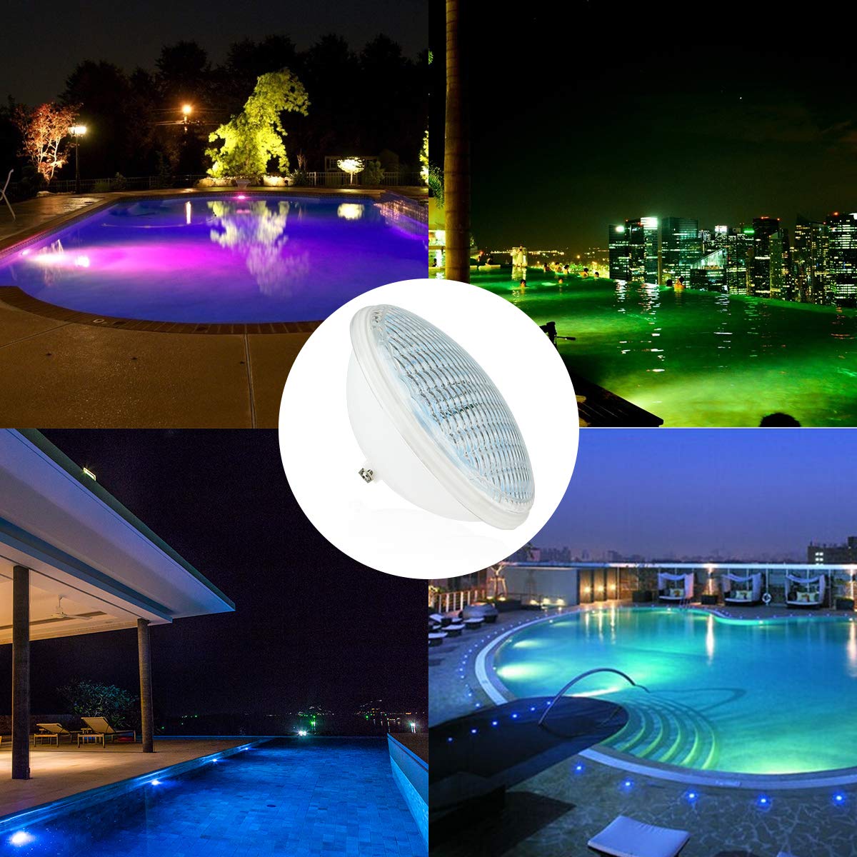 Illuminazione a LED per piscina, 20 W, PAR56 RGB, luce subacquea, con telecomando, illuminazione per piscina, 12 V AC/DC, IP68, impermeabile
