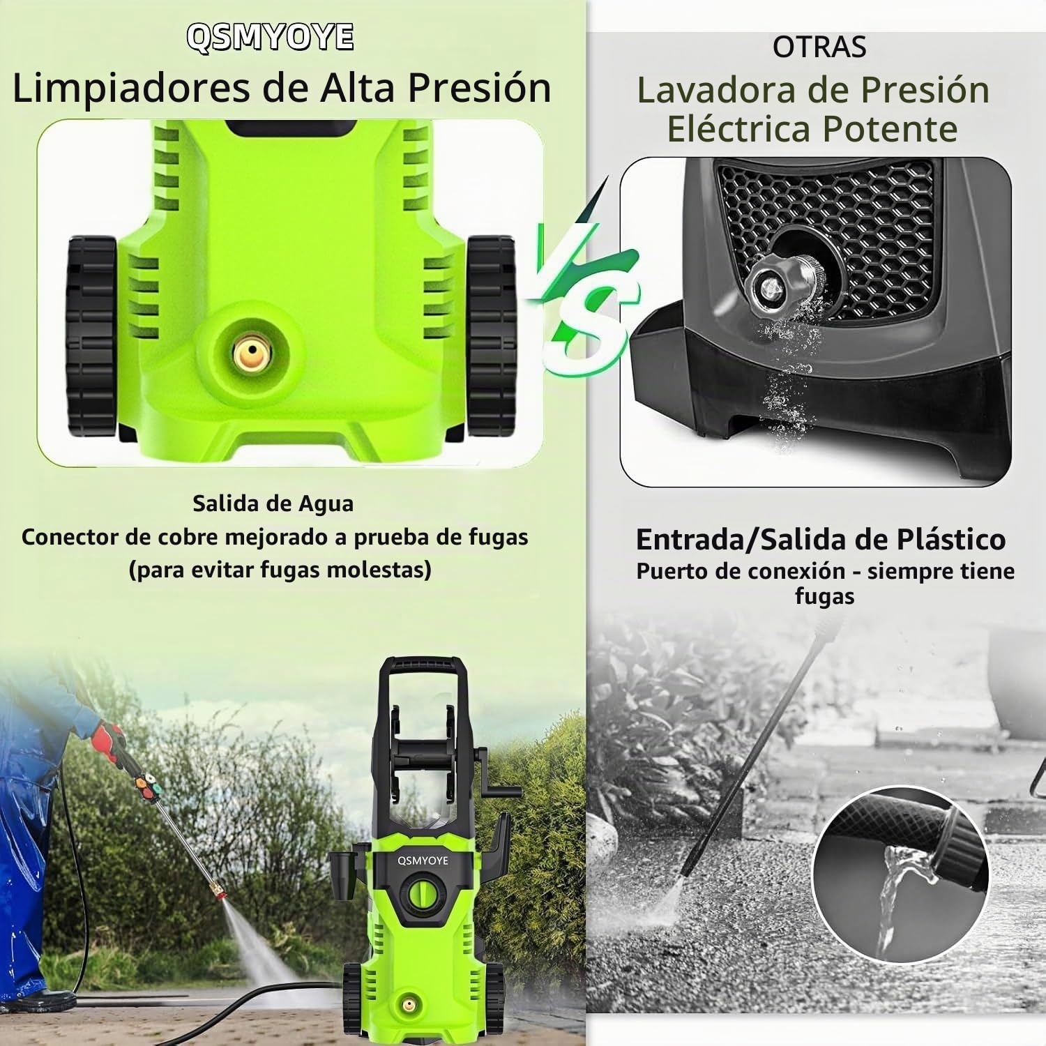 Hidrolimpiadora de Alta Presion, 2200W 150Bar Presión de Trabajo, Caudal 540L/H con Boquilla Ajustable, Hidrolimpiadora Profesional para Coches, Vallas, Patios | Manguera de 10 m Incluida