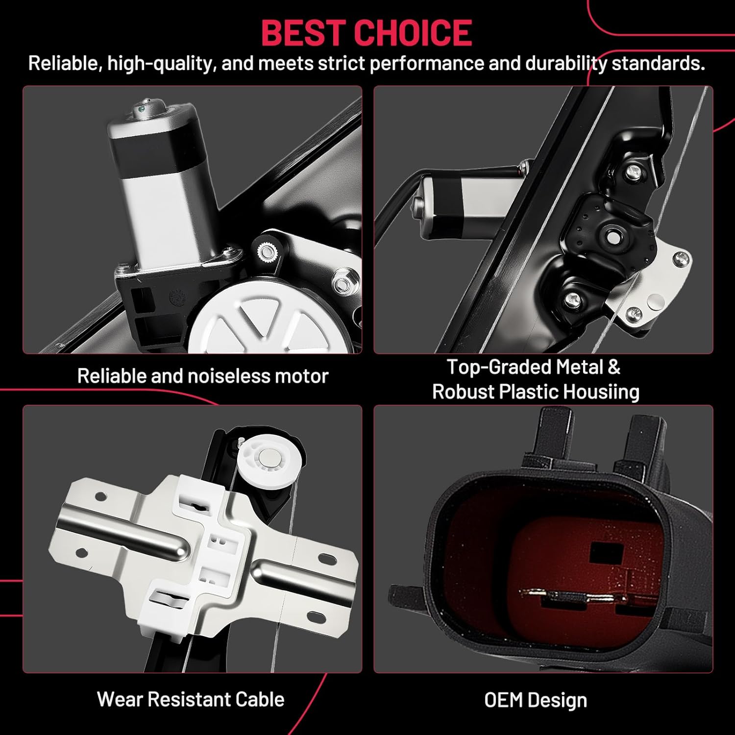 BDFHYK 751-580 Power Window Regulator with Motor Rear Right Compatible with GMC Acadia 2013-2016，Buick Enclave 2013-2016, Chevrolet Traverse 2013-2016