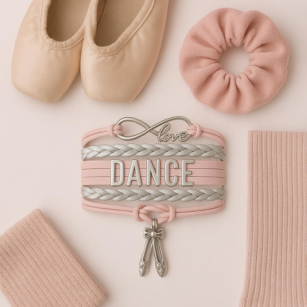 Dance Bracelet – Pink and Silver Ballet Charm Bracelet with Ballerina Shoes, Love Infinity Wrap Bracelet Gift for Dancers, Recitals, Birthdays - Image 8