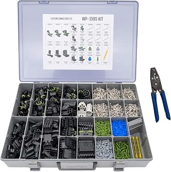 Delphi Weather Pack Pro Connector Kit WP-1505 with 20-14 AWG Crimp Tool Sealed Weatherproof Automotive Electrical Connectors 20-12 Gauge 1505 Piece Kit with T-18 Crimp Tool
