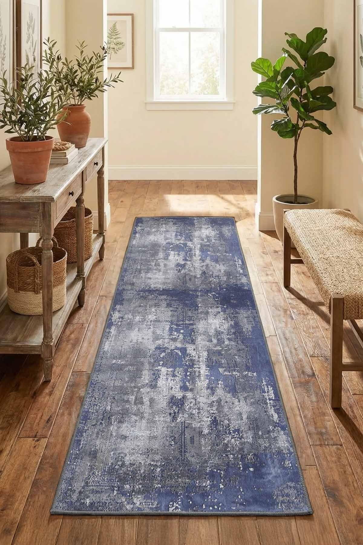 Monnhein Mor Yolluk 1231 - Yıkanabilir, Kaymaz Taban, Dijital Baskılı, Leke Tutmaz, İnce Hav, Modern Koridor, Mutfak, Antre ve Salon için Dekoratif Yolluk
