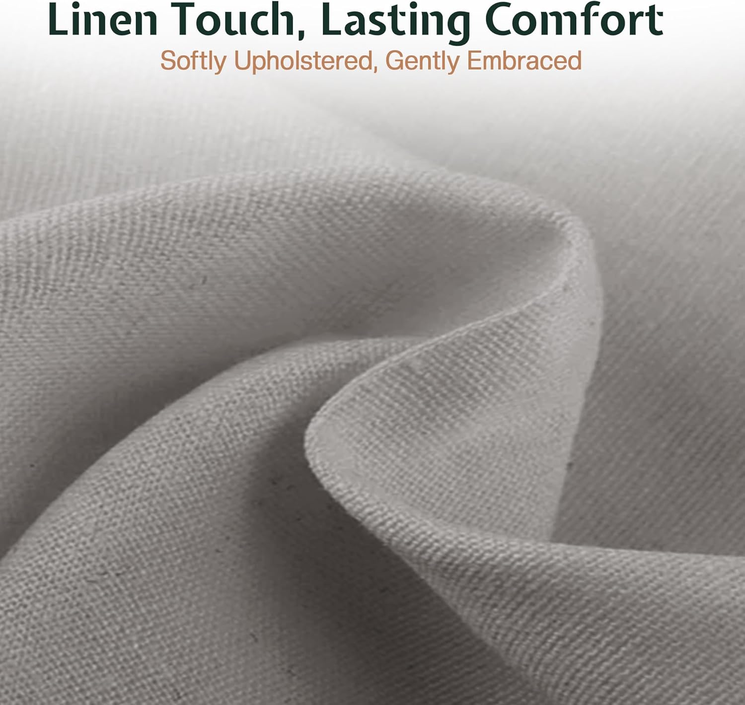 Jocisland King Size Bed Frame 51.2" Wingback Headboard Linen Upholstered Platform Bed with Solid Wood Legs & Wooden Slats, No Box Spring Needed, Modern Minimalist Style, Easy Assembly, Light Gray