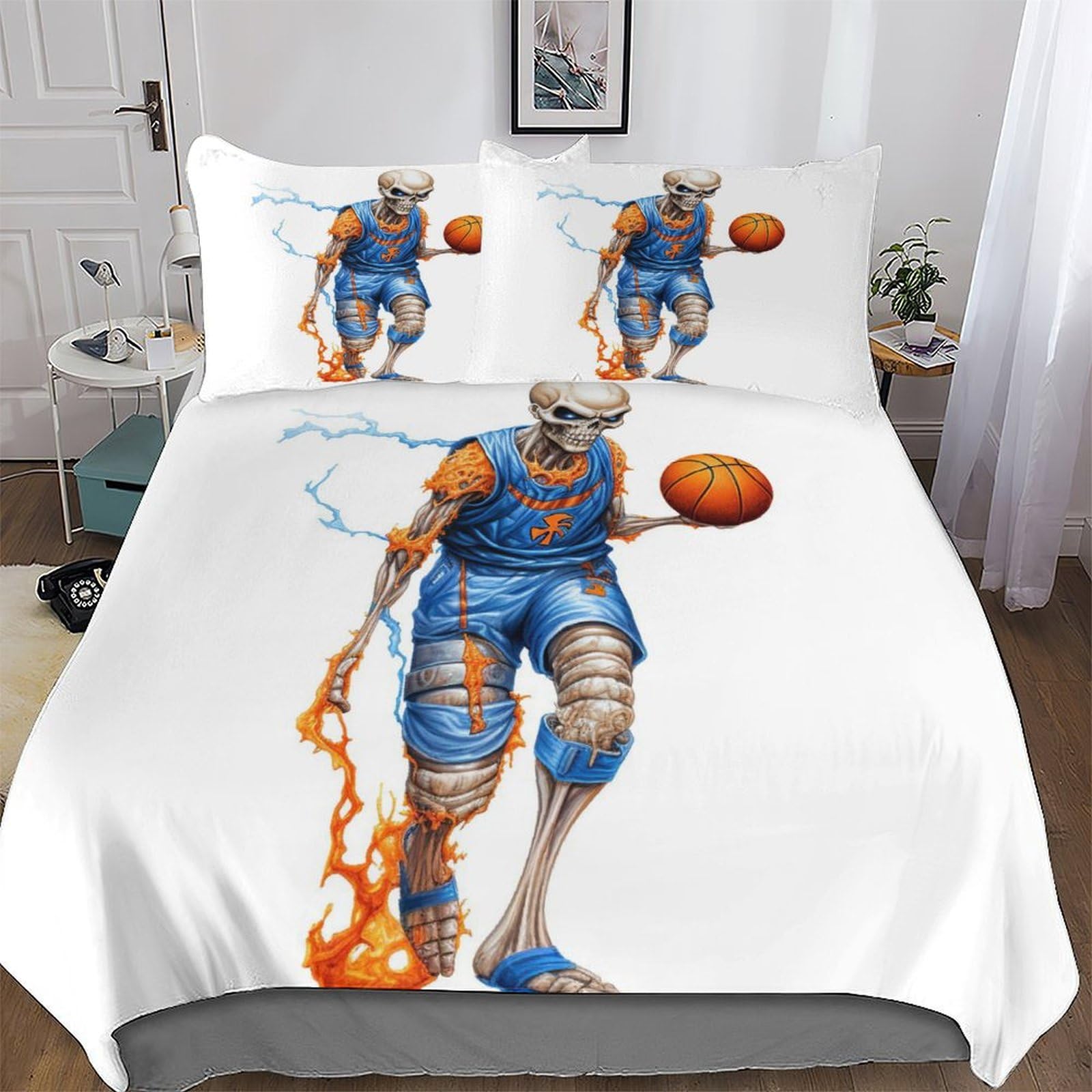 Housse de couette 200x200cm crâne de basket pour transformer une chambre d'ado ou d'adulte