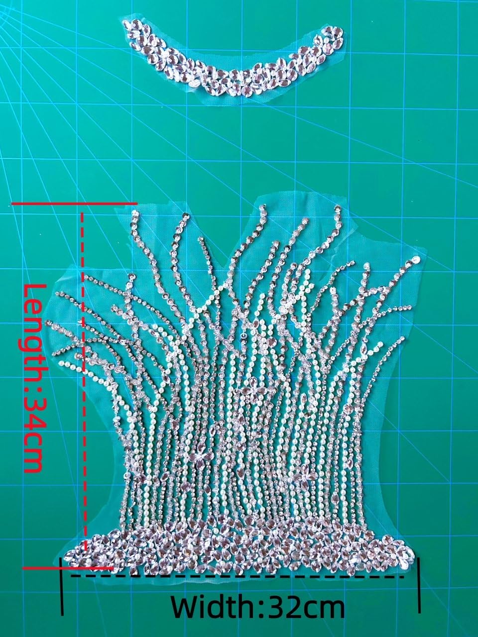 Front Bodice Waist Ornaments Patches Appliques sew on Acrylic Rhinestones Crystals Wedding Evening Dress Clothes Prom Accessories Design DIY