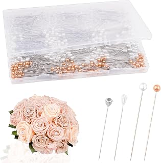 500Pcs 4 Styles Bouquet Pins Flower Pin Pearl Head Pins Crystal Corsage Pins for Dressmaking Jewelry Flower Decoration Bridal