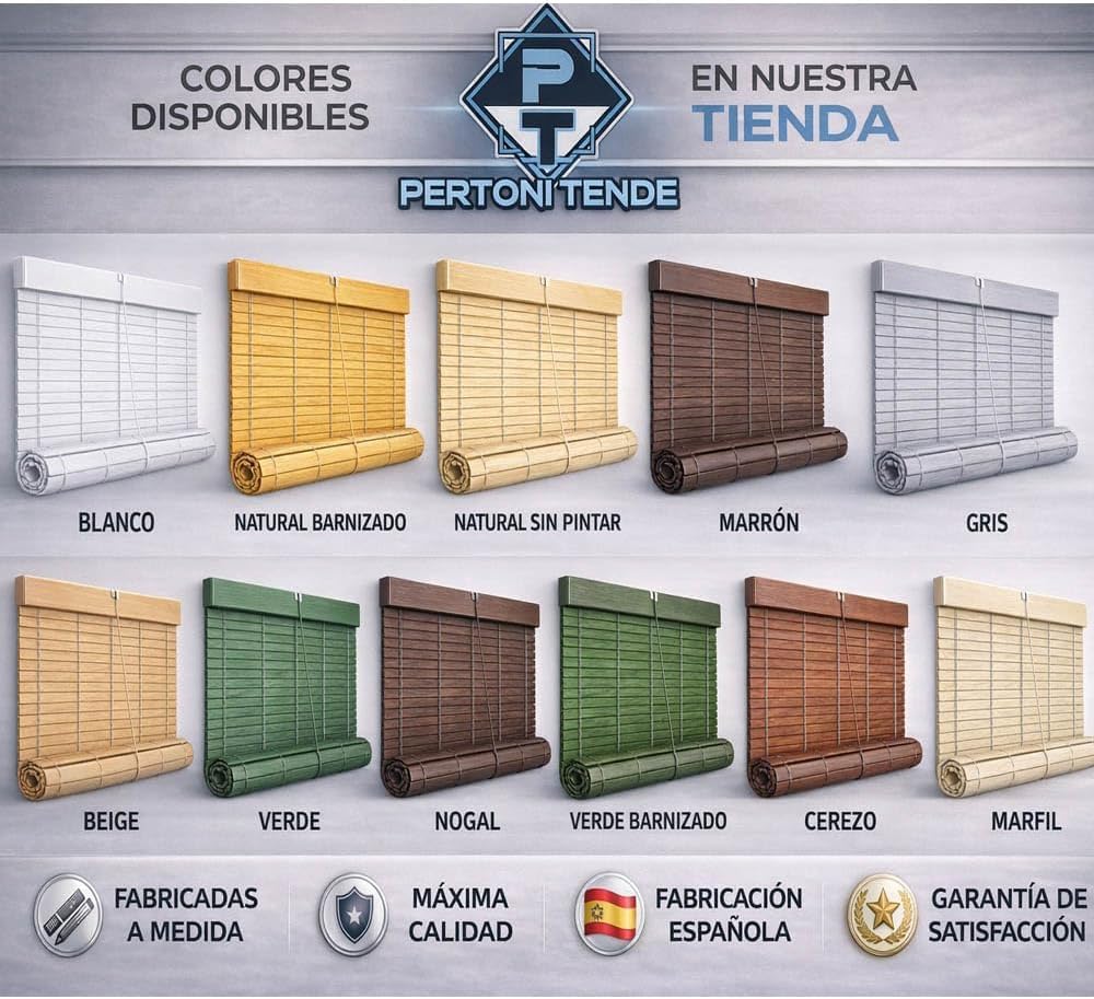 Persianas Alicantina Enrollable de Madera | Personalizables en Tamaño, Color y Accesorios | PERTONI TENDE (Personalizada)