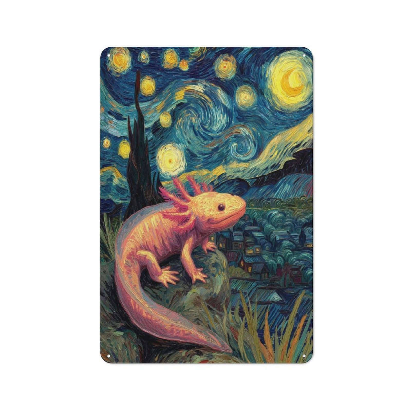 Junmoney Aquatic Serpent In Starry Night Printed Metal Sign 30X20cm For Hobby Room Or Studio, For Creative Interior Collectors