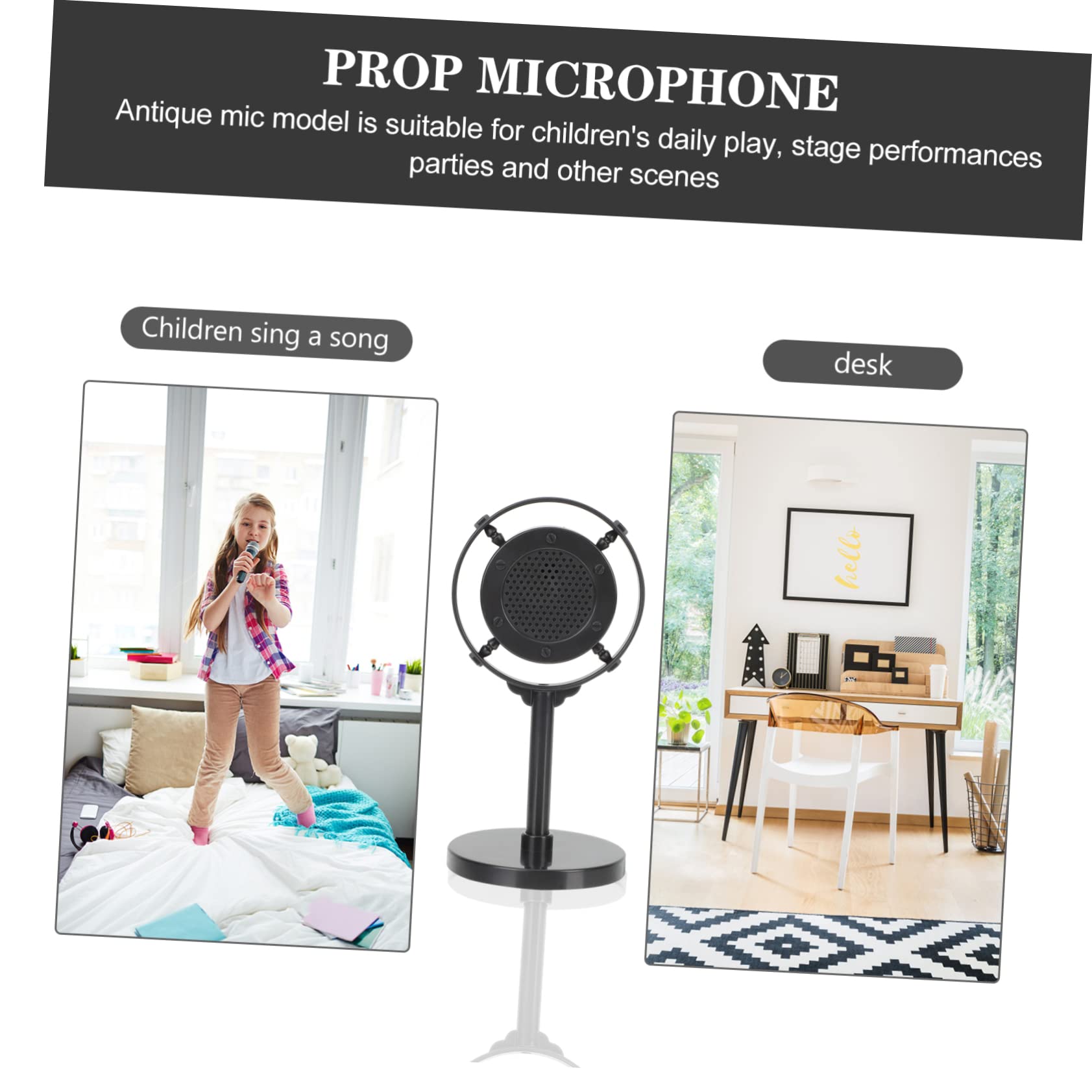 BESTonZON 4piezas Micrófono Vintage Simulado De Estilo Retro Accesorio De Fotografía para Shows y Eventos para Adultos Modelo De Prop Falso Soporte para Escenarios De Entretenimiento y