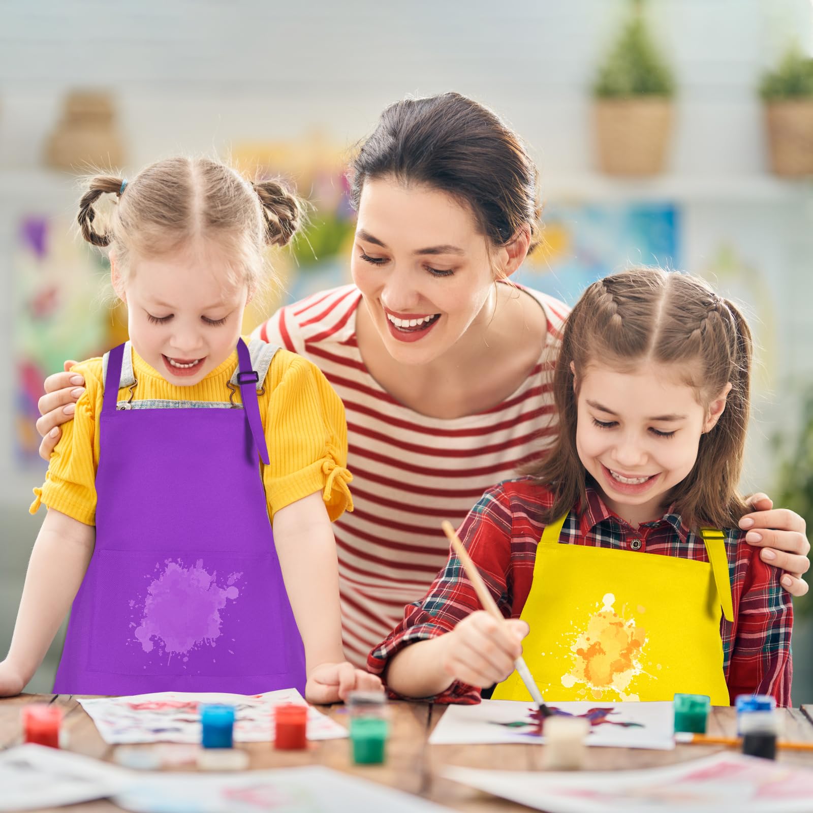 Tabliers de chef réglables pour enfants avec 2 poches - Lot de 5/10/20
