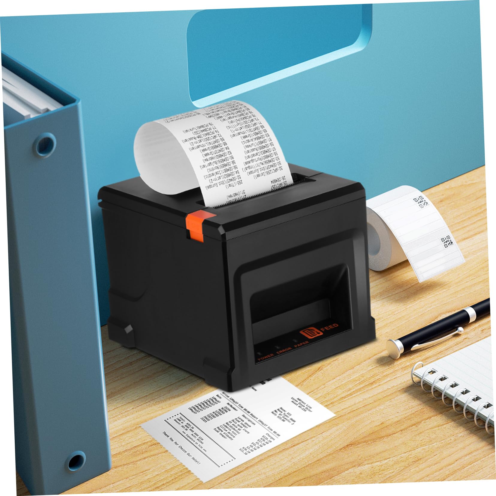 MUSISALY Thermal Printer 80mm Small Business Pos Machine Receipt Label Printer Order Reminder Light User-Friendly
