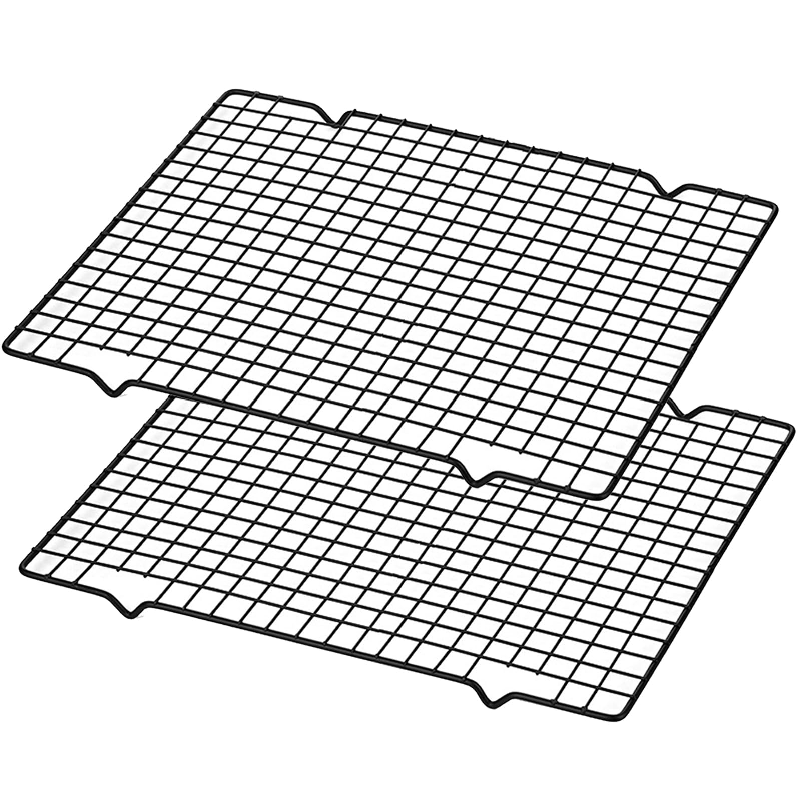 2 Stück Kuchengitter AbküHlgitter, 40×25×2cm Cooling Rack AusküHlgitter Schwarzer Grillgitter Backgitter mit Feinem Gitter für Backen Kühlen Braten Trocknen