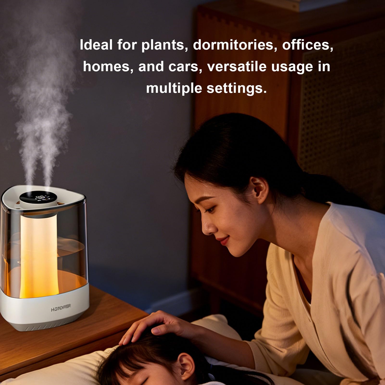 SIXRUN Humidificador de Niebla Fría, Humidificador USB de 5 L con Boquilla Doble, Funcionamiento Silencioso y Luz Ambiental, para Dormitorio, Oficina, Hogar, Coche, Cuidado de Plantas