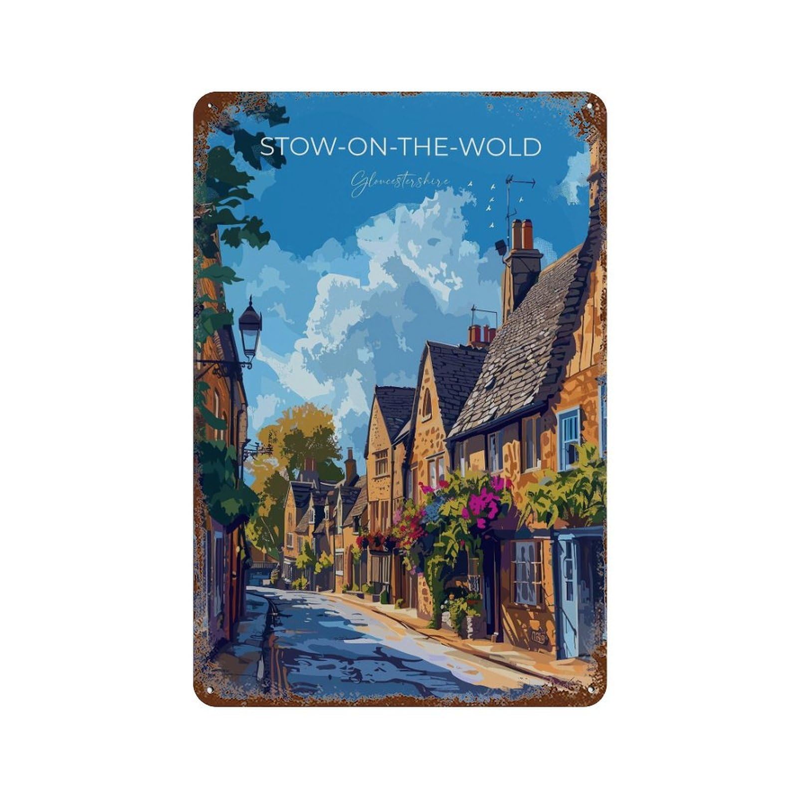 xiaoxiaoshen Stow on The Wold Travel of England Cotswolds Gift Wall Decor Art Metal Tin Poster Modern Home Decor Art Home Bar Shop Decorations Vintage Sign 30x20cm
