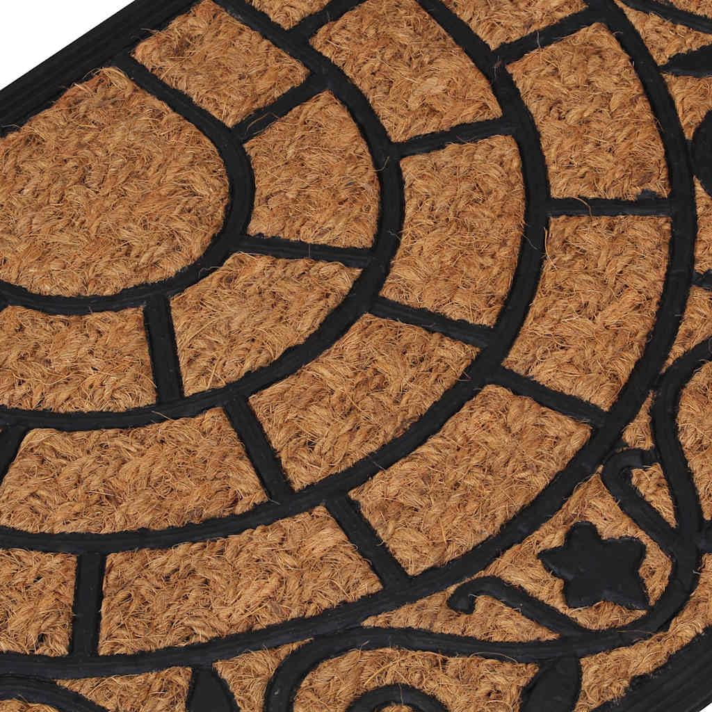 Felpudo semicircular 45 x 75 cm de goma y fibra de coco antideslizante con limpiacristales para entrada, pasillo, pasillo, terraza, balcón, jardín interior y exterior