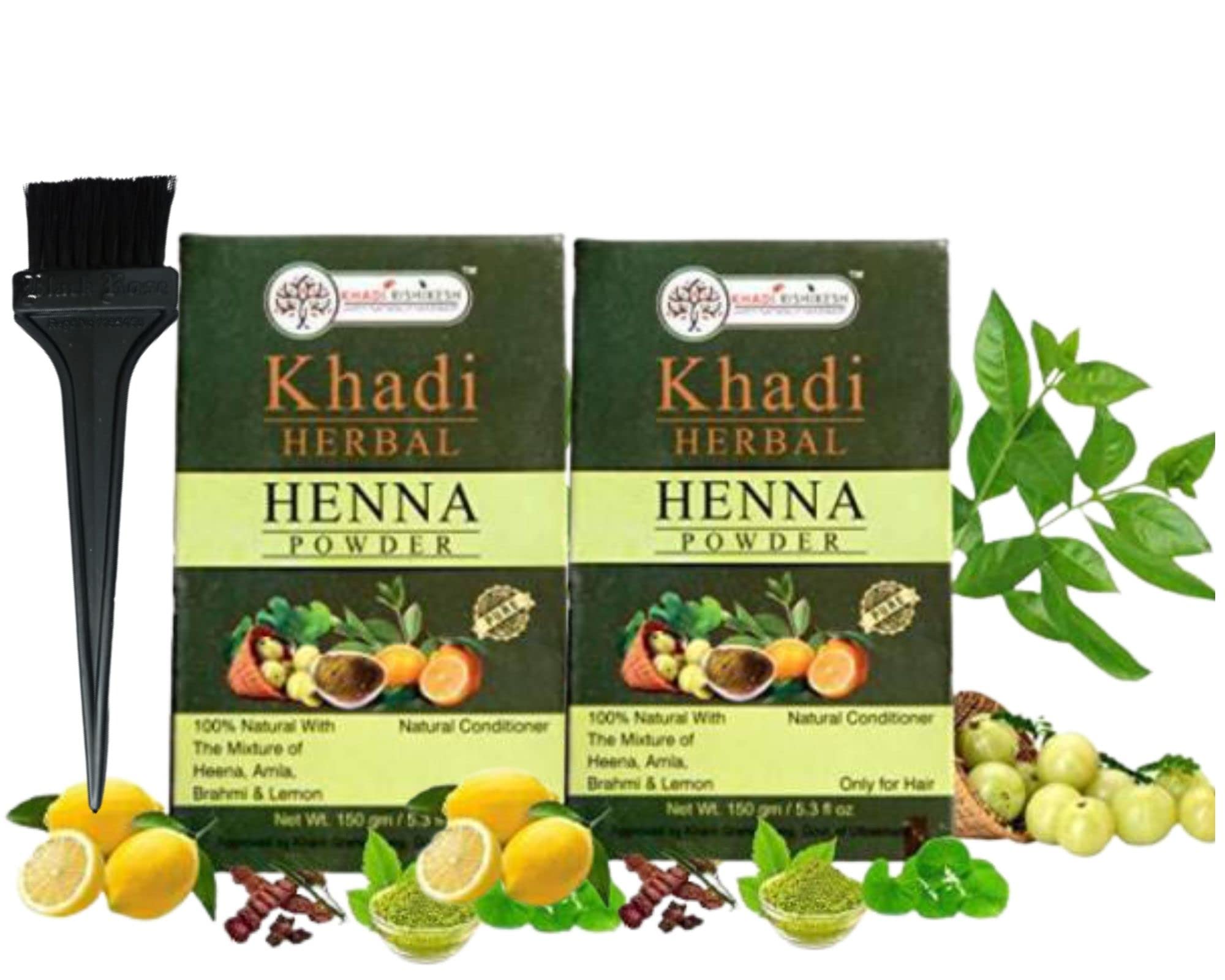 KHADI RISHIKESH Herbal 100% Henna / Mehandi Powder Natural Henna Powder For Hair Colour & Growth-Reducing Dandruff- - Paraben & Chemical Free- Women/Men-Combo Set Pack Of - 150g x 2 (300g)With Hair Colouring Brush Free-picture-27